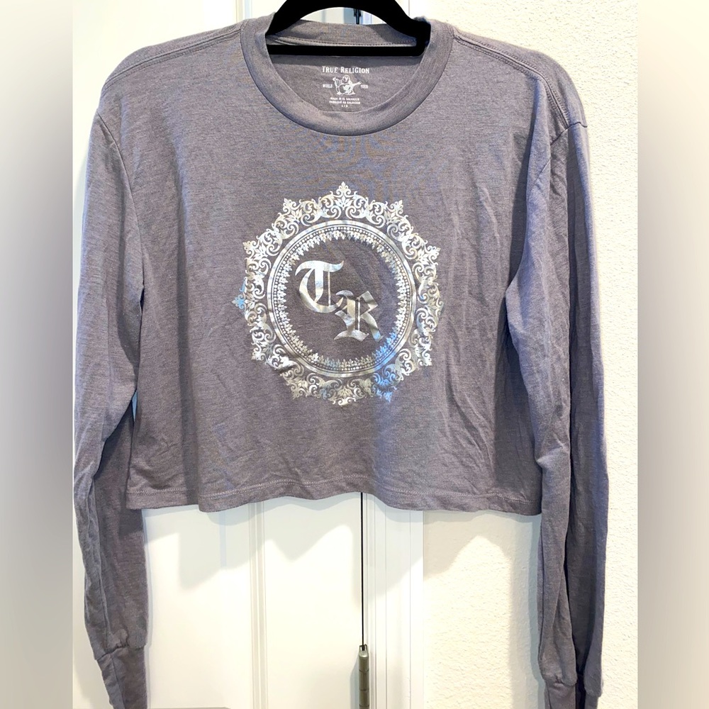 True religion slight cropped long sleeve